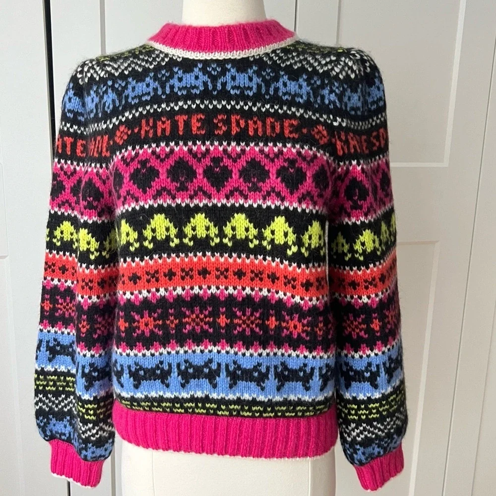 Space Invaders X Kate Spade Alpaca Fair Isle Sweater size Small